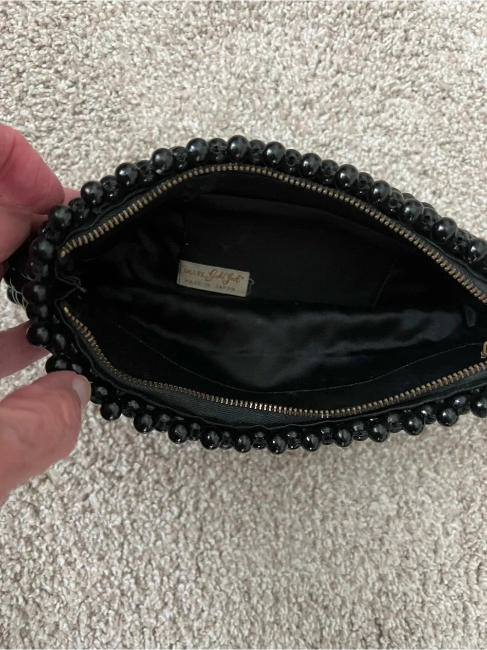 Vintage Gold Seal Beaded Black Evening Clutch Japan